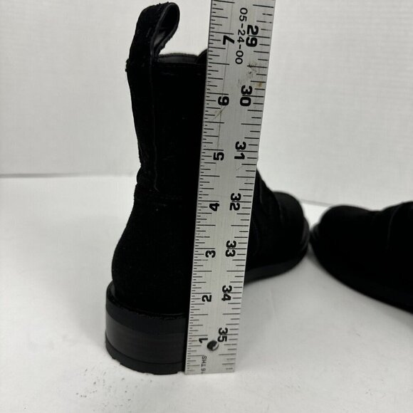 Aerosoles NWOB Arezzo Faux Suede Bootie 7M Black Buckles Lug Low Block  Heel - Picture 6 of 14